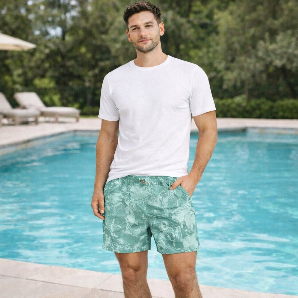 Alpine Design Floral Print Swim Shorts Elastic Waist Drawstring Pockets Size XXL